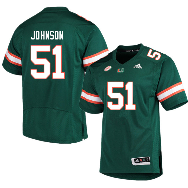Men #51 Tyler Johnson Miami Hurricanes College Football Jerseys Sale-Green